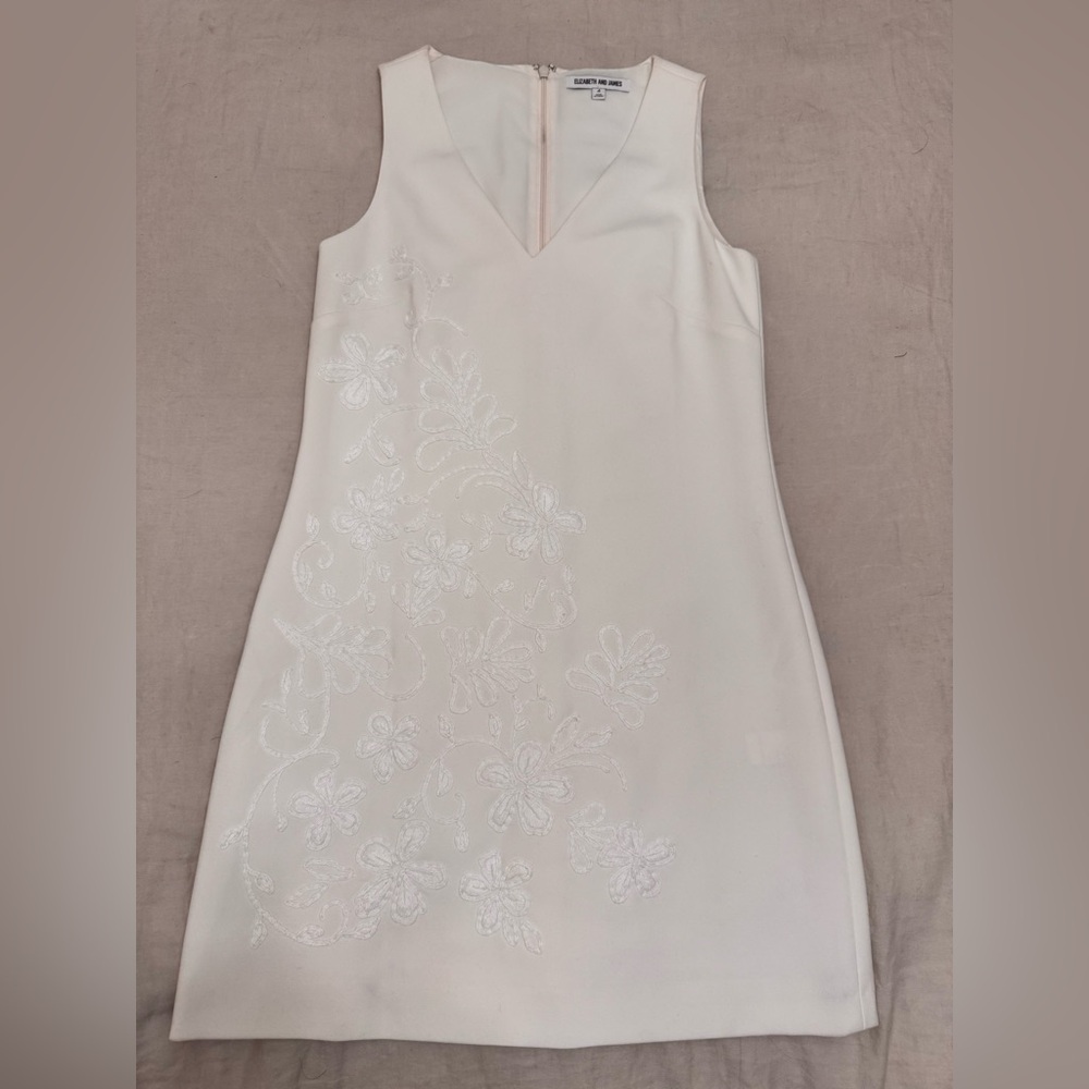 Elizabeth and James Embroidered Crepe Dress in White - size 4